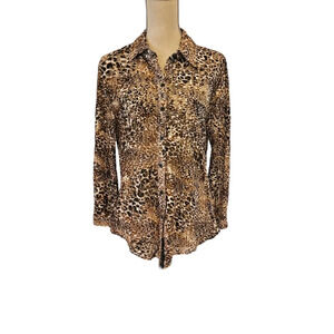 🚨NWOT Belle Du Jour Lace Cheetah Print Button Down Top